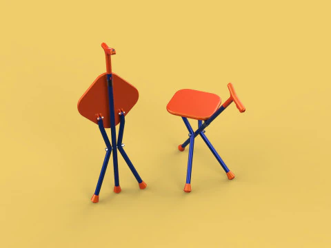 SMART BLIND STICK POLE WALKING CANE FOLDING SEAT CHAIR STOOL AID 3D Model