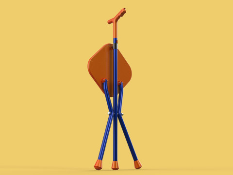 SMART BLIND STICK POLE WALKING CANE FOLDING SEAT CHAIR STOOL AID 3D 모델