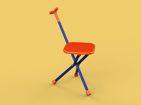 SMART BLIND STICK POLE WALKING CANE FOLDING SEAT CHAIR STOOL AID 3D 모델