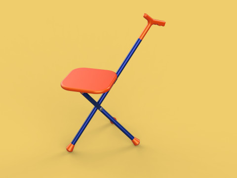 SMART BLIND STICK POLE WALKING CANE FOLDING SEAT CHAIR STOOL AID 3D 모델