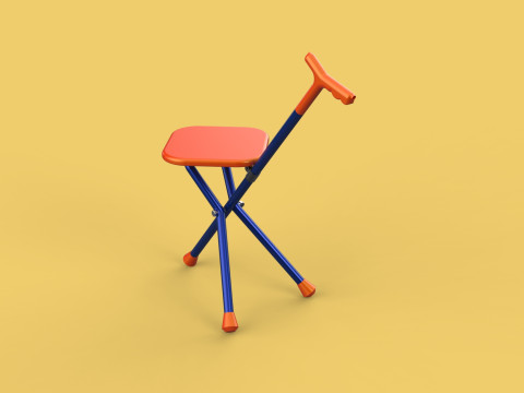 SMART BLIND STICK POLE WALKING CANE FOLDING SEAT CHAIR STOOL AID 3D 모델