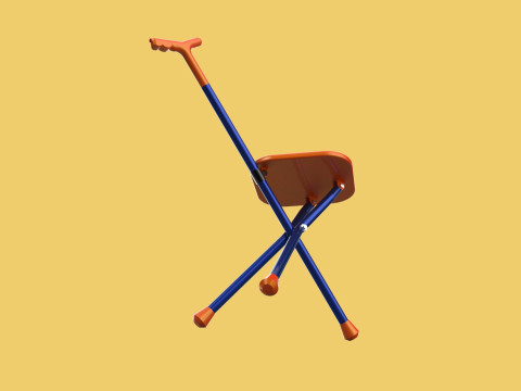 SMART BLIND STICK POLE WALKING CANE FOLDING SEAT CHAIR STOOL AID 3D 모델