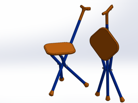 SMART BLIND STICK POLE WALKING CANE FOLDING SEAT CHAIR STOOL AID 3D 모델