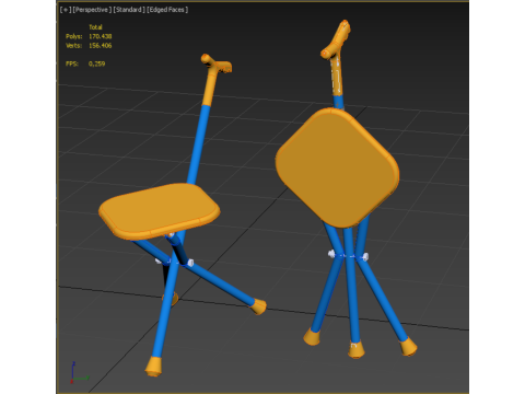 SMART BLIND STICK POLE WALKING CANE FOLDING SEAT CHAIR STOOL AID 3D 모델