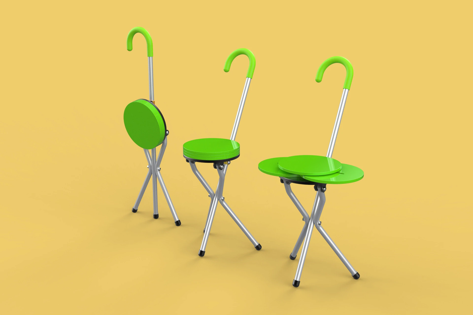 EXPANDING SEAT FOLDING STICK CANE CHAIR STOOL WALKING POLE AID 3D Model .c4d .max .obj .3ds .fbx .stl .blend 