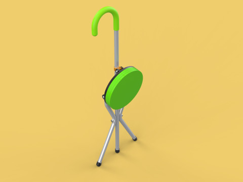EXPANDING SEAT FOLDING STICK CANE CHAIR STOOL WALKING POLE AID Model 3D