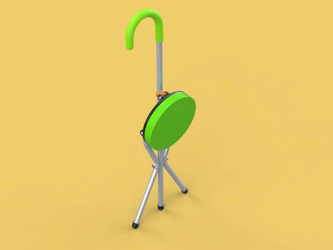 EXPANDING SEAT FOLDING STICK CANE CHAIR STOOL WALKING POLE AID 3D Model