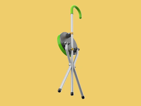 EXPANDING SEAT FOLDING STICK CANE CHAIR STOOL WALKING POLE AID 3D Model