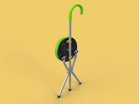 EXPANDING SEAT FOLDING STICK CANE CHAIR STOOL WALKING POLE AID 3D Model