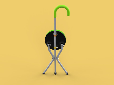 EXPANDING SEAT FOLDING STICK CANE CHAIR STOOL WALKING POLE AID Model 3D