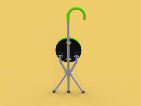EXPANDING SEAT FOLDING STICK CANE CHAIR STOOL WALKING POLE AID 3D Model