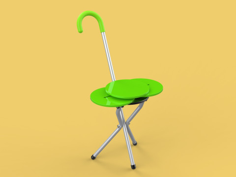 EXPANDING SEAT FOLDING STICK CANE CHAIR STOOL WALKING POLE AID Model 3D