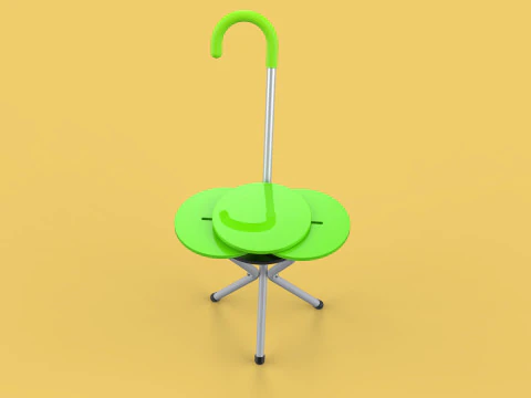 EXPANDING SEAT FOLDING STICK CANE CHAIR STOOL WALKING POLE AID 3D Model