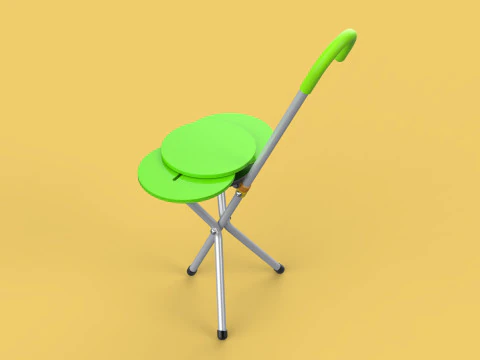 EXPANDING SEAT FOLDING STICK CANE CHAIR STOOL WALKING POLE AID 3D Model