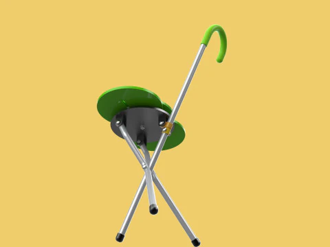 EXPANDING SEAT FOLDING STICK CANE CHAIR STOOL WALKING POLE AID 3D Model