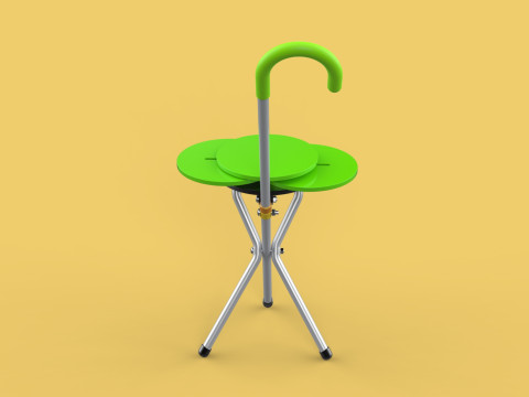 EXPANDING SEAT FOLDING STICK CANE CHAIR STOOL WALKING POLE AID Model 3D