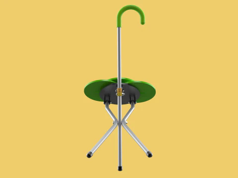 EXPANDING SEAT FOLDING STICK CANE CHAIR STOOL WALKING POLE AID 3D Model