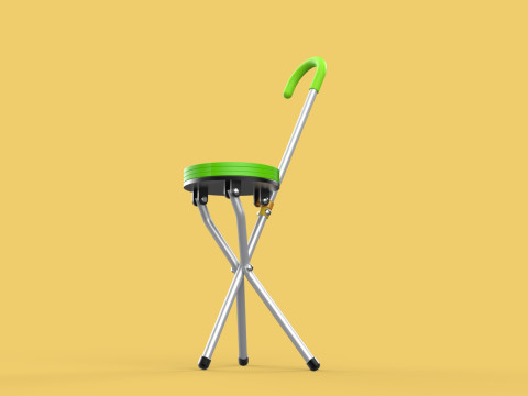 EXPANDING SEAT FOLDING STICK CANE CHAIR STOOL WALKING POLE AID Model 3D