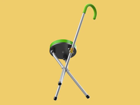 EXPANDING SEAT FOLDING STICK CANE CHAIR STOOL WALKING POLE AID 3D Model