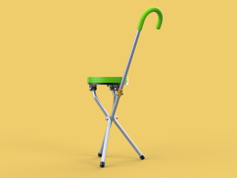 EXPANDING SEAT FOLDING STICK CANE CHAIR STOOL WALKING POLE AID Model 3D