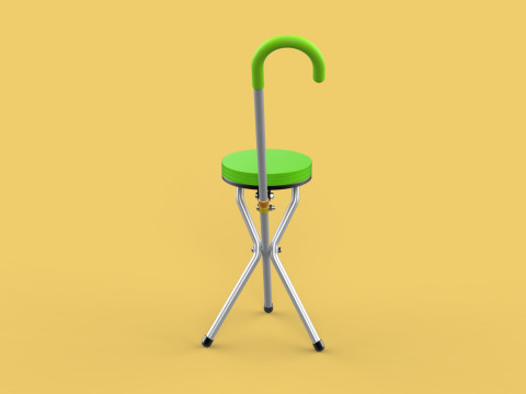 EXPANDING SEAT FOLDING STICK CANE CHAIR STOOL WALKING POLE AID Model 3D