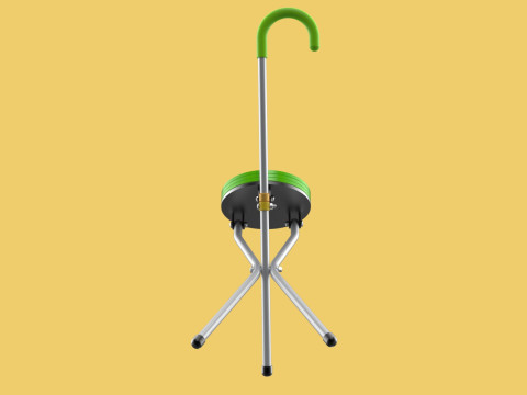 EXPANDING SEAT FOLDING STICK CANE CHAIR STOOL WALKING POLE AID Model 3D