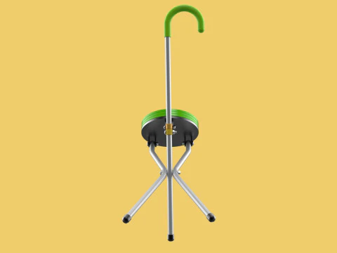 EXPANDING SEAT FOLDING STICK CANE CHAIR STOOL WALKING POLE AID 3D Model