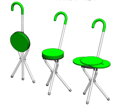 EXPANDING SEAT FOLDING STICK CANE CHAIR STOOL WALKING POLE AID 3D Model