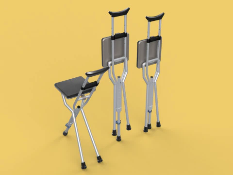 OMBRO ABAIXO DO OMBRO MULETA CADEIRA DOBR&Aacute;VEL ASSENTO BENGALA Modelo 3D