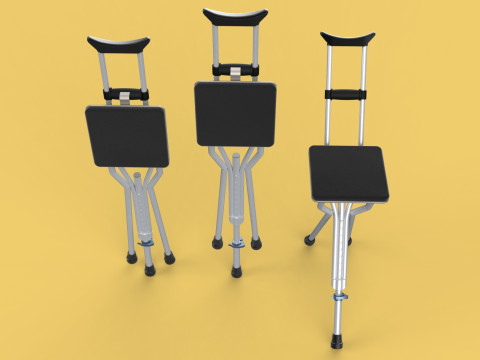 SHOULDER UNDERARM CRUTCH FOLDING CHAIR SEAT WALKING STICK CANE 3D Model