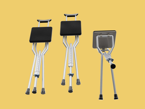 SHOULDER UNDERARM CRUTCH FOLDING CHAIR SEAT WALKING STICK CANE 3D Model
