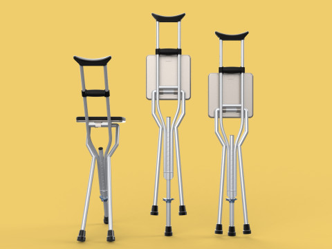 SHOULDER UNDERARM CRUTCH FOLDING CHAIR SEAT WALKING STICK CANE 3D Model