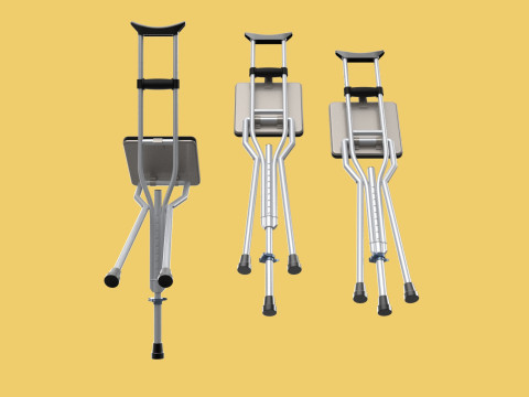 SHOULDER UNDERARM CRUTCH FOLDING CHAIR SEAT WALKING STICK CANE 3D Model