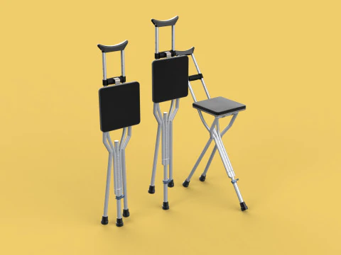 OMBRO ABAIXO DO OMBRO MULETA CADEIRA DOBR&Aacute;VEL ASSENTO BENGALA Modelo 3D