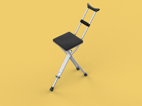 SHOULDER UNDERARM CRUTCH FOLDING CHAIR SEAT WALKING STICK CANE 3D Model