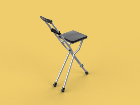 SHOULDER UNDERARM CRUTCH FOLDING CHAIR SEAT WALKING STICK CANE 3D Model
