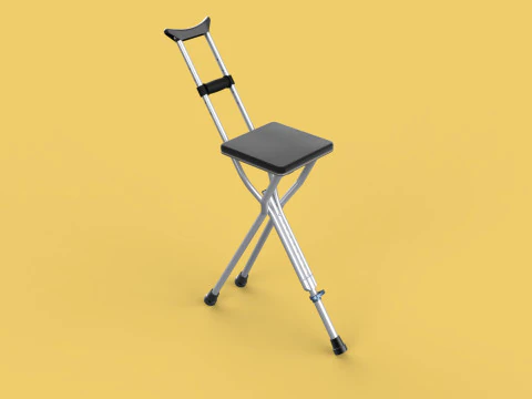OMBRO ABAIXO DO OMBRO MULETA CADEIRA DOBR&Aacute;VEL ASSENTO BENGALA Modelo 3D