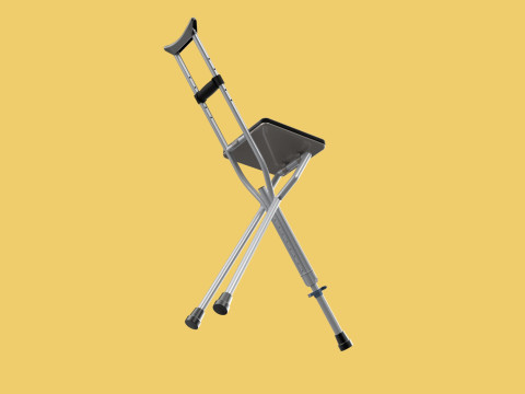 SHOULDER UNDERARM CRUTCH FOLDING CHAIR SEAT WALKING STICK CANE 3D Model