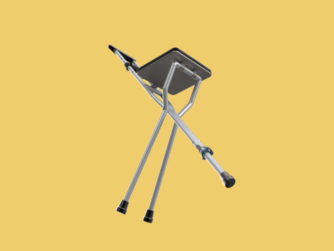 SHOULDER UNDERARM CRUTCH FOLDING CHAIR SEAT WALKING STICK CANE 3D Model
