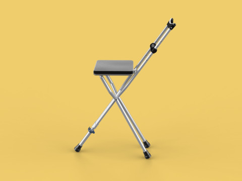 SHOULDER UNDERARM CRUTCH FOLDING CHAIR SEAT WALKING STICK CANE 3D Model