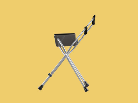 SHOULDER UNDERARM CRUTCH FOLDING CHAIR SEAT WALKING STICK CANE 3D Model