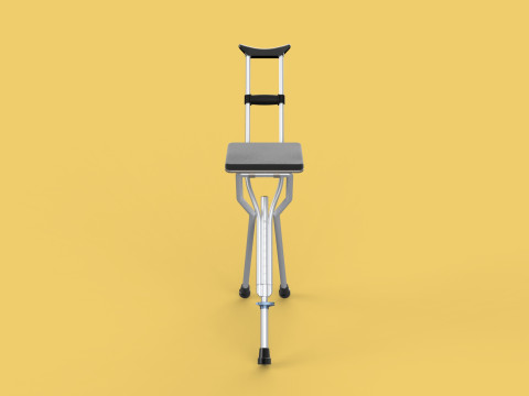 SHOULDER UNDERARM CRUTCH FOLDING CHAIR SEAT WALKING STICK CANE 3D Model