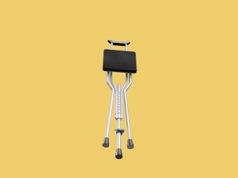 SHOULDER UNDERARM CRUTCH FOLDING CHAIR SEAT WALKING STICK CANE 3D Model
