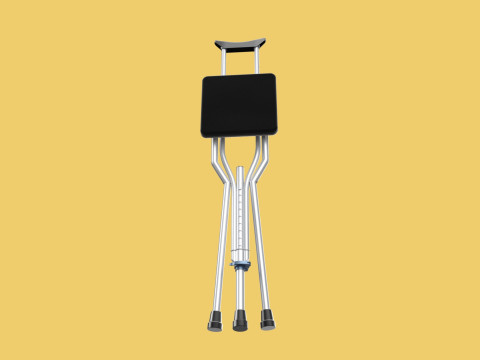 SHOULDER UNDERARM CRUTCH FOLDING CHAIR SEAT WALKING STICK CANE 3D Model