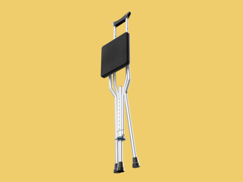 SHOULDER UNDERARM CRUTCH FOLDING CHAIR SEAT WALKING STICK CANE 3D Model