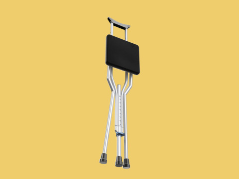 SHOULDER UNDERARM CRUTCH FOLDING CHAIR SEAT WALKING STICK CANE 3D Model