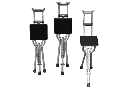 SHOULDER UNDERARM CRUTCH FOLDING CHAIR SEAT WALKING STICK CANE 3D Model