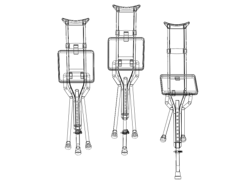 SHOULDER UNDERARM CRUTCH FOLDING CHAIR SEAT WALKING STICK CANE 3D Model