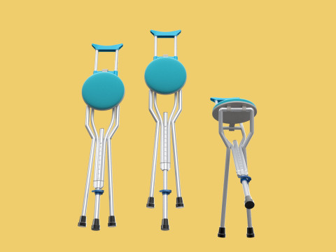 UNDERARM CRUTCHES SHOULDER CRUTCH FOLDING CHAIR SEAT WALKING AID 3D Model