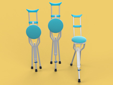 UNDERARM CRUTCHES SHOULDER CRUTCH FOLDING CHAIR SEAT WALKING AID 3D Model
